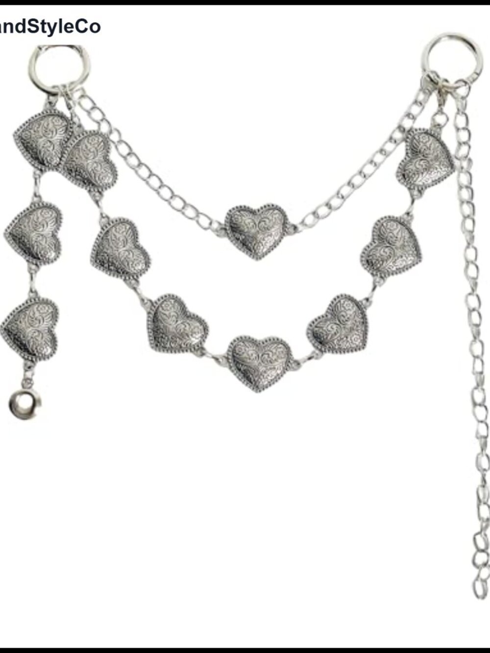 Silver Vintage Heart Chain Keychain Purse Charm